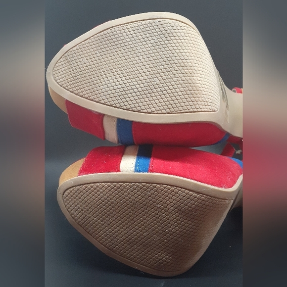 Red Multi Color Suede Pumps - Picture 2 of 7